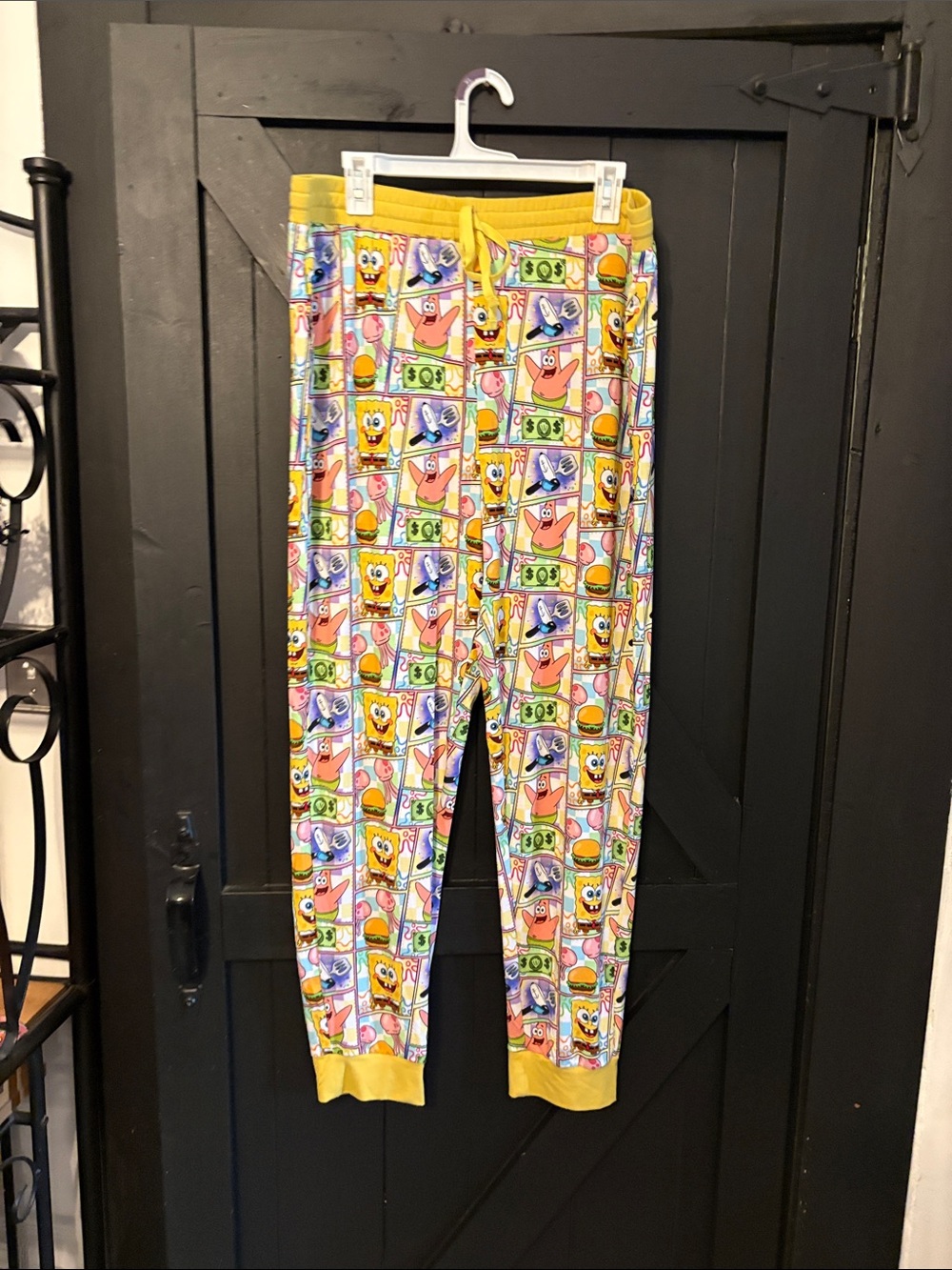 BAMBOO Spongebob Cartoon Panel Joggers with Yellow Trim